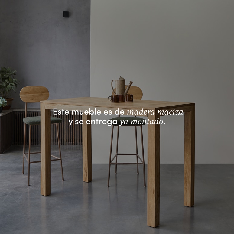 Eden - Mesa de bar de roble macizo para 4-6 personas