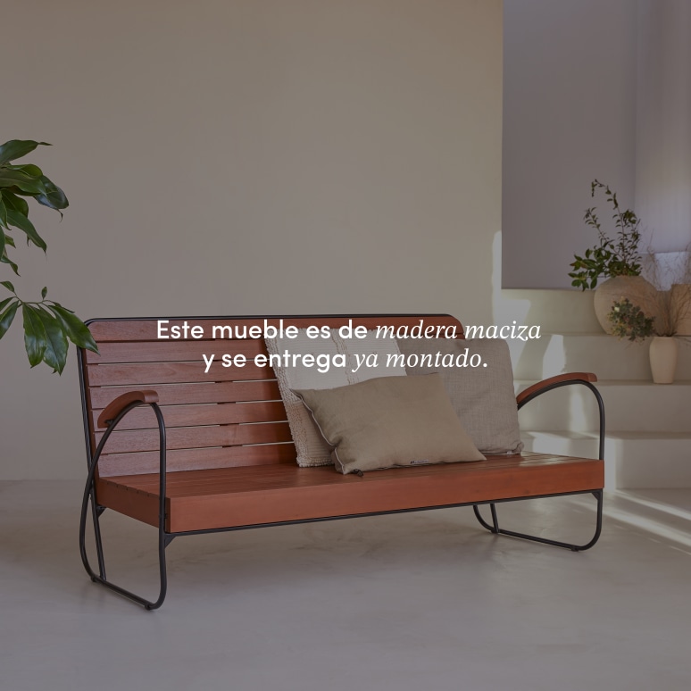 Key Wood - Banco de madera de acacia maciza de 3 plazas
