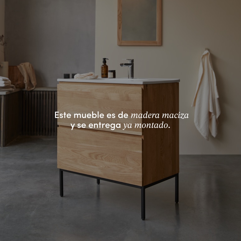 Nova - Mueble de baño de roble macizo y cerámica de 80 cm