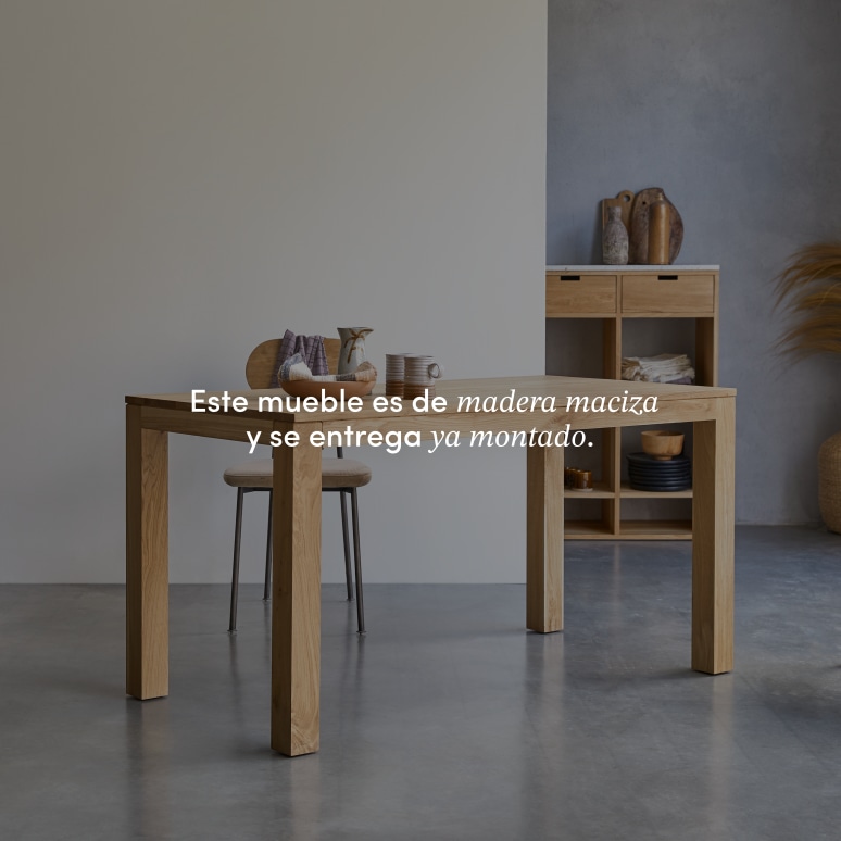 Eden - Mesa rectangular de roble macizo para 4-6 personas