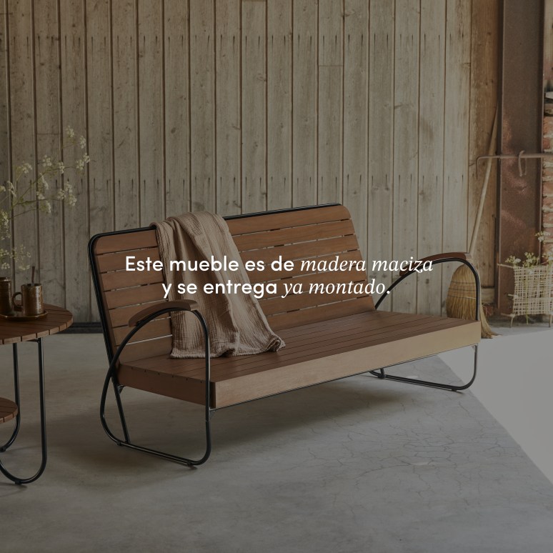 Key Wood - Banco de jardín de acacia maciza de 3 plazas