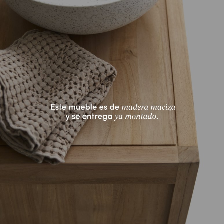 Arty - Mueble para lavabo de teca maciza de 60 cm