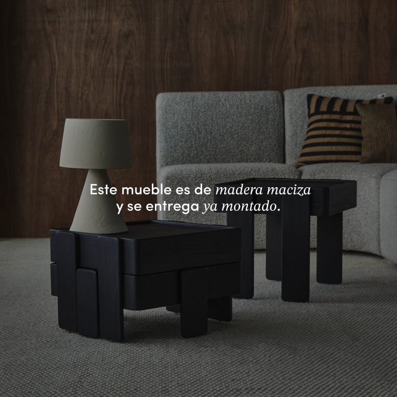 Nido - Mesas auxiliares apilables negras de mango macizo