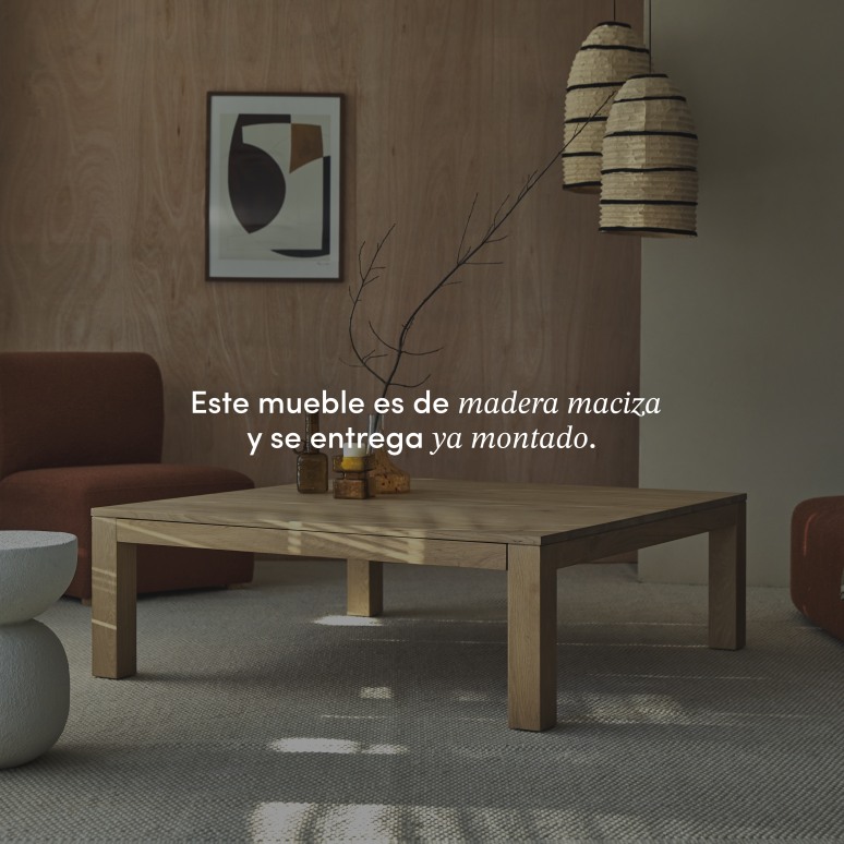 Eden - Mesa de centro de roble macizo con 1 cajón