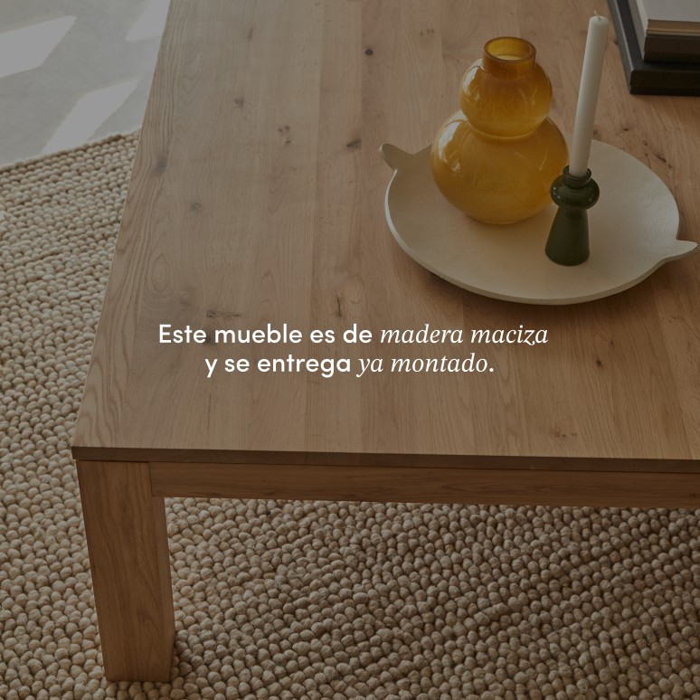 Eden - Mesa de centro de roble macizo con 1 cajón