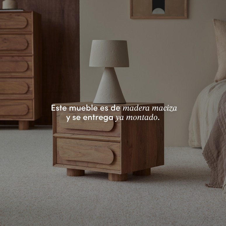 Olga - Mesilla de noche de acacia maciza con 2 cajones