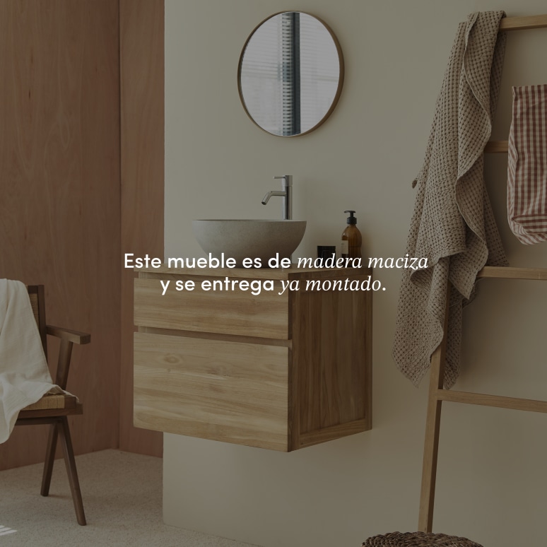 Jacob - Mueble para lavabo de teca maciza de 60 cm
