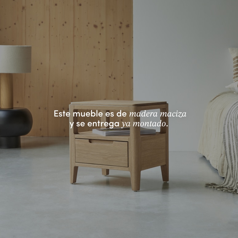 Arto - Mesilla de noche de roble macizo con 1 cajón