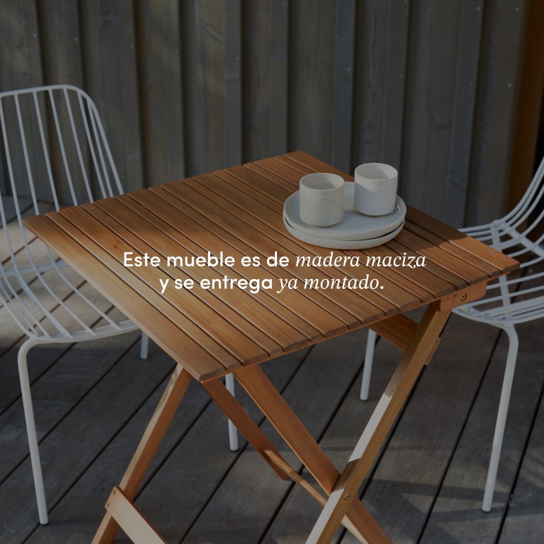 Bistro - Conjunto de jardín de acacia maciza y metal white, 2 sillas