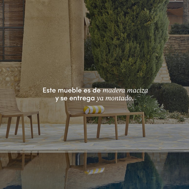 Teo - Banco de jardín de teca maciza de 3 plazas