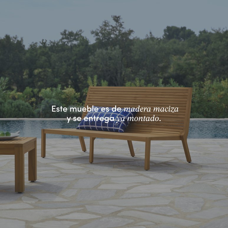 Teo - Banco de jardín bajo de teca maciza