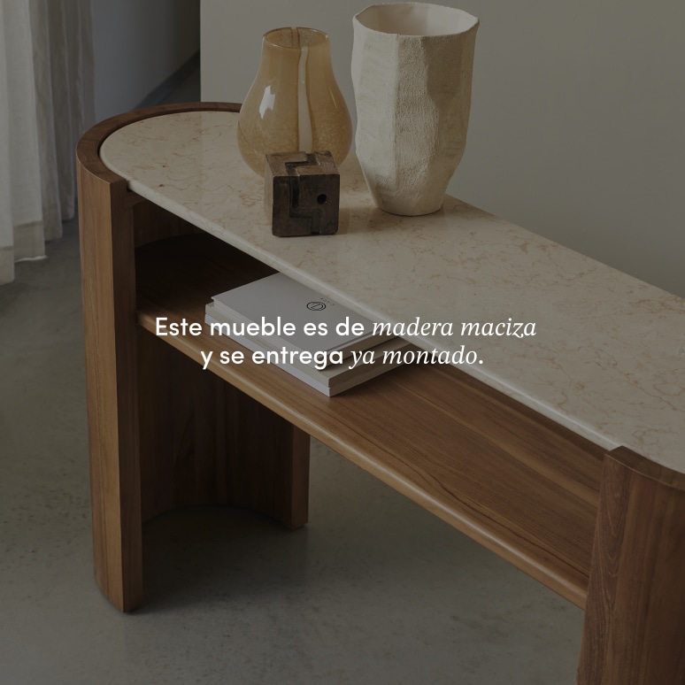 Virgile - Consola de teca maciza y mármol