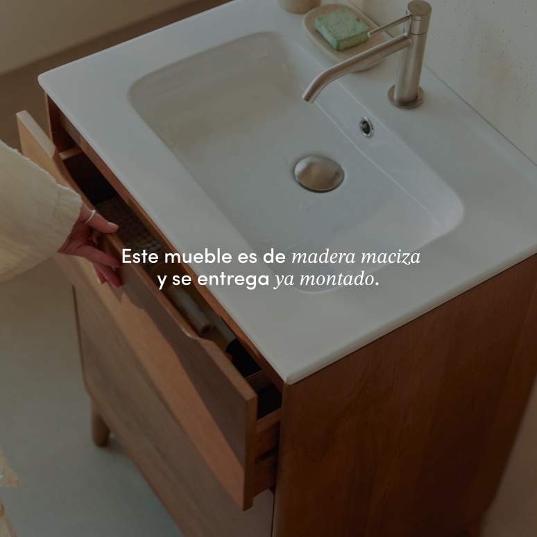 Gabrielle - Mueble de baño de madera maciza de mango y cerámica 60 cm