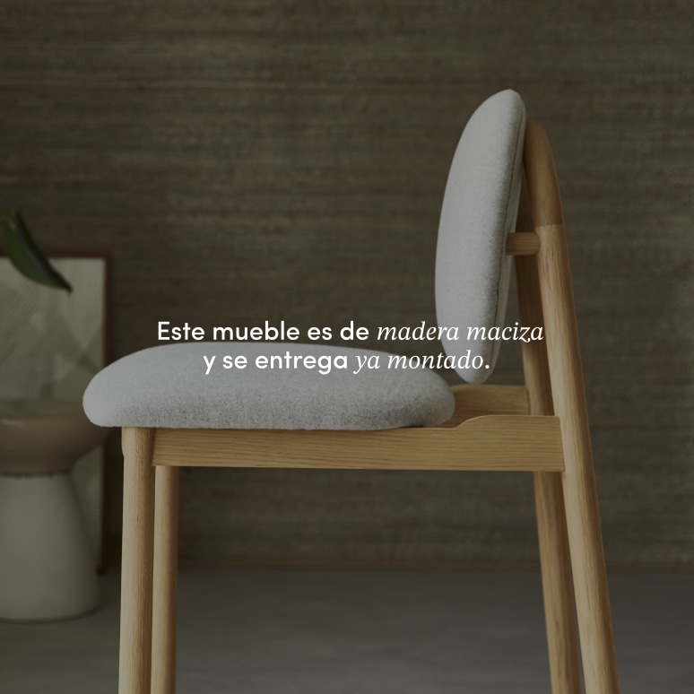 Olive - Silla alta de roble macizo y lana gris