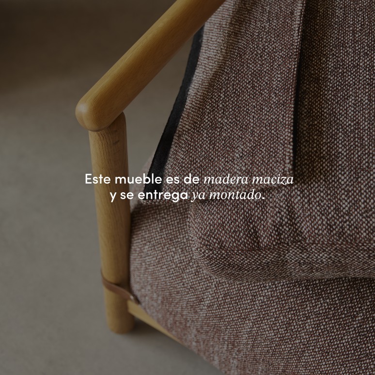 Sam - Sillón de roble macizo y tela jaspeada