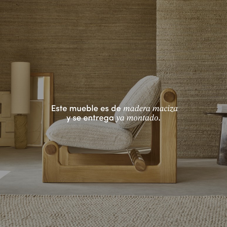 Aimé - Sillón XL de roble macizo y tela beige