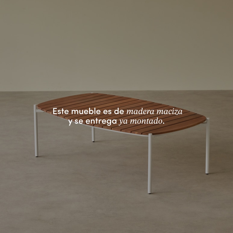 Luca - Mesa de centro de jardín de acacia maciza y metal