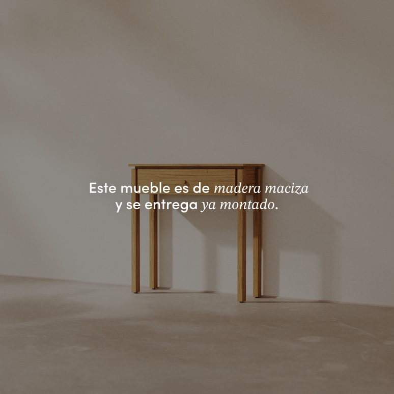 Renata - Consola de entrada de madera de caucho maciza P. 28 cm