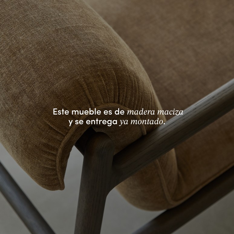 Emma - Sillón de roble macizo y tejido marrón