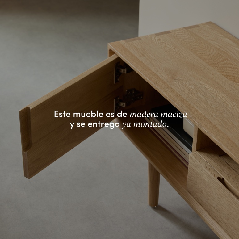 Ellie - Mueble de TV de roble macizo 125 cm