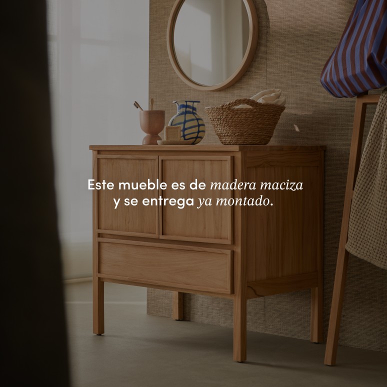 Jane - Mueble de almacenamiento de teca maciza 80 cm
