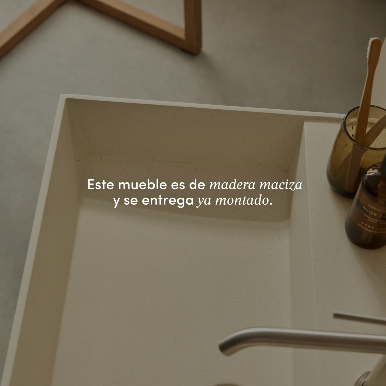 Margot - Mueble de baño de hevea macizo y hormigón 80 cm