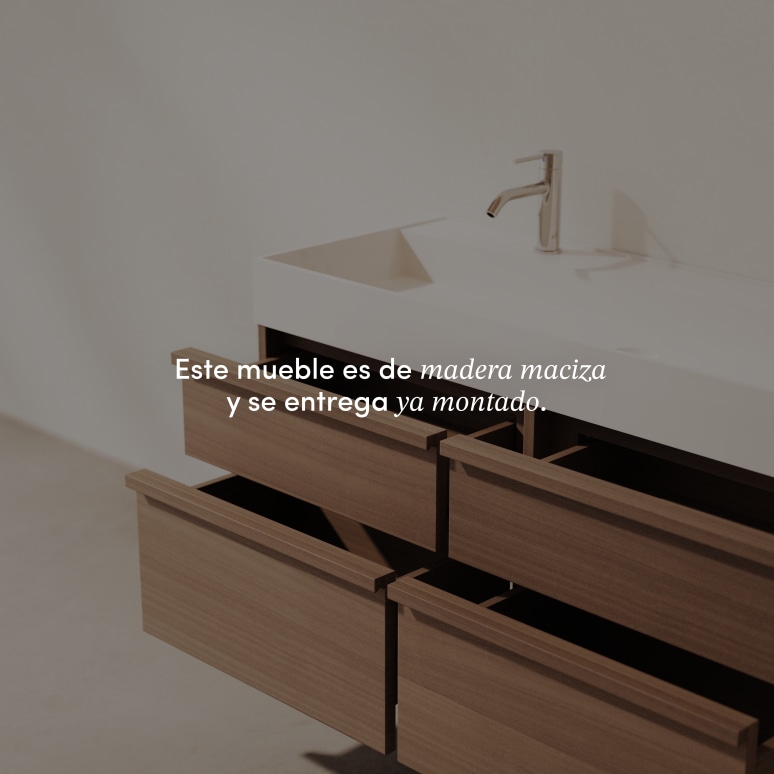 Margot - Mueble de baño de caucho macizo y terrazo 120 cm