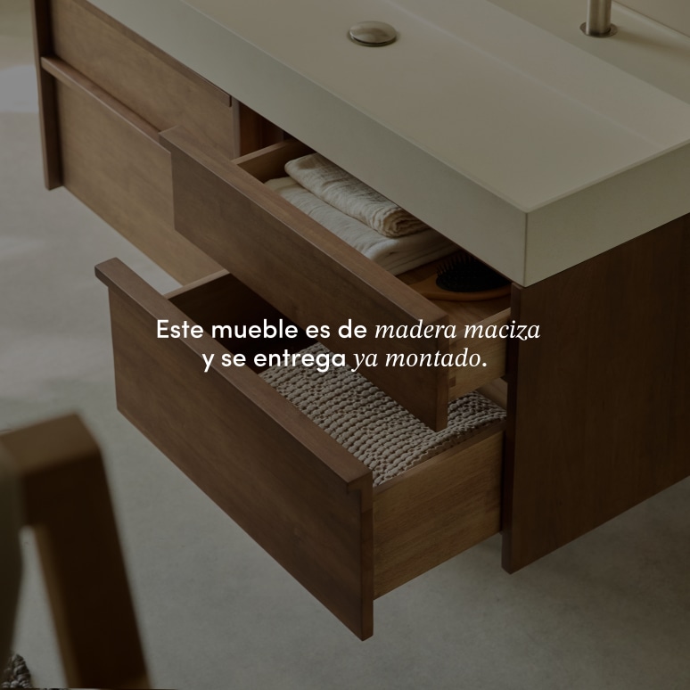 Margot - Mueble de baño de hevea macizo y hormigón 120 cm