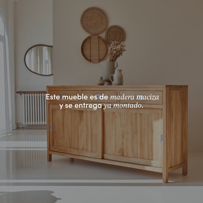 Coffee Tek - Aparador de teca maciza de 180 cm