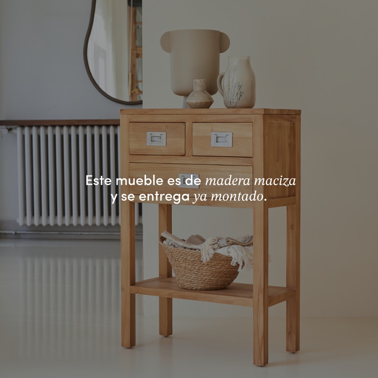 Coffee Tek - Consola de entrada de teca maciza P. 30 cm