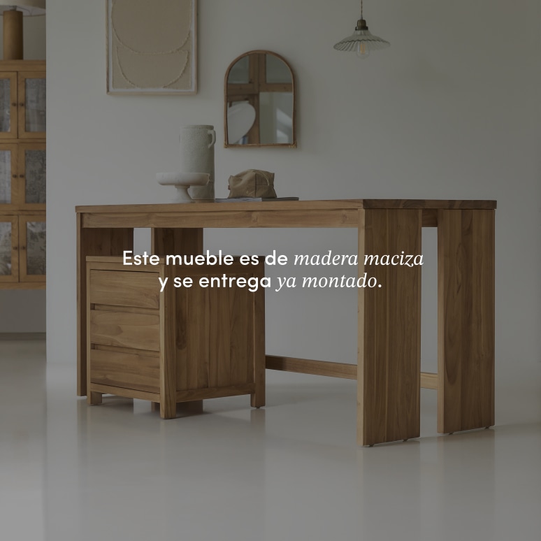 Eden - Escritorio de teca maciza con cajón de almacenaje
