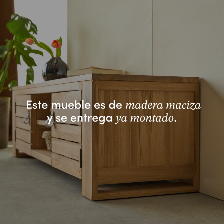 Minimalys - Mueble para TV de teca maciza de 135 cm