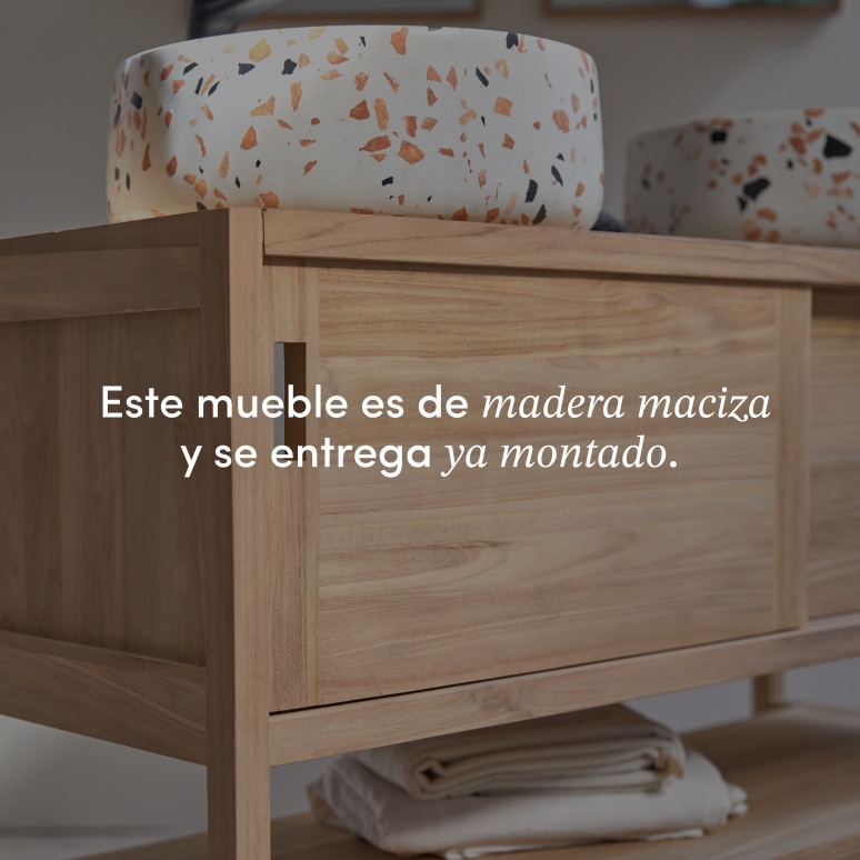 Arty - Mueble para lavabo de teca maciza de 120 cm