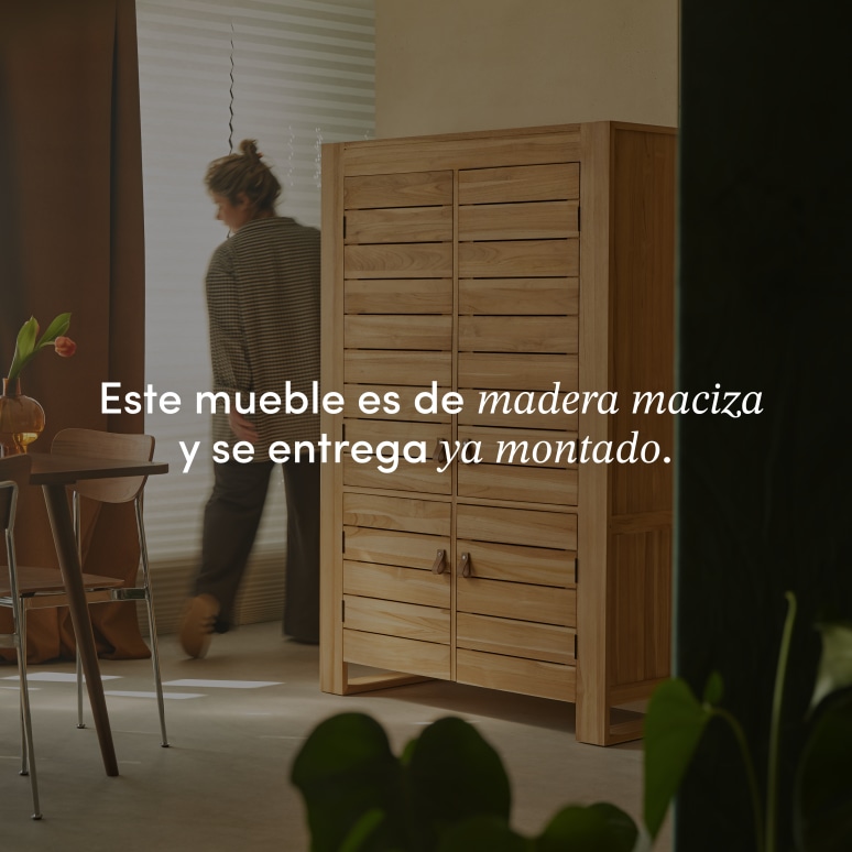 Minimalys - Aparador de teca maciza de 110 cm