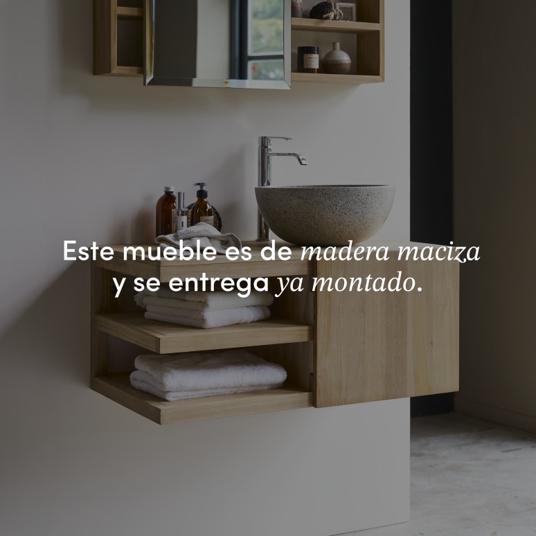 Typo - Mueble para lavabo de teca maciza de 90 cm
