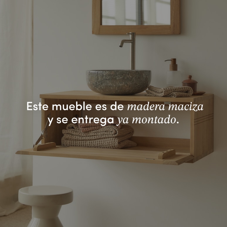 Basic - Mueble para lavabo de teca maciza de 80 cm