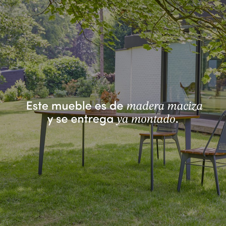 Toscane - Mesa de jardín de teca maciza y metal para 6/8 personas