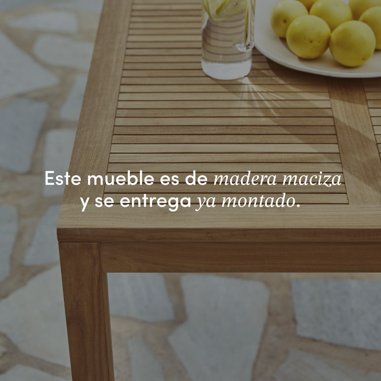 Téo - Conjunto de jardín de teca maciza y metal naranja 4 sillas