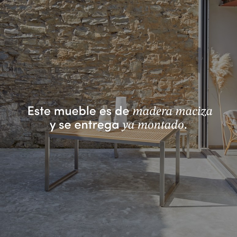 Arno - Mesa de jardín de teca maciza y acero para 4/6 personas