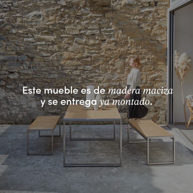 Arno - Conjunto de jardín de teca maciza y acero de 6 plazas