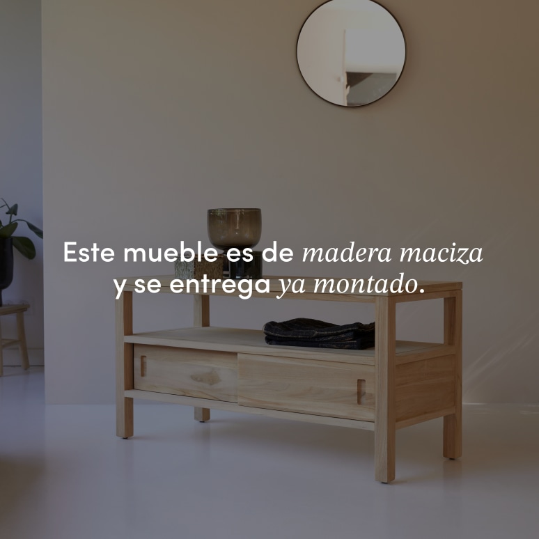 Anton - Mueble para TV de teca maciza de 100 cm