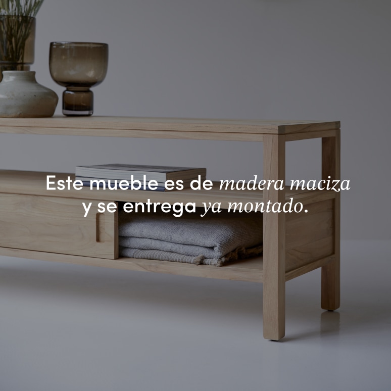 Anton - Mueble para TV de teca maciza de 130 cm