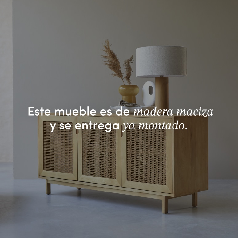Luis - Aparador de olmo macizo y rejilla de ratán de 160 cm
