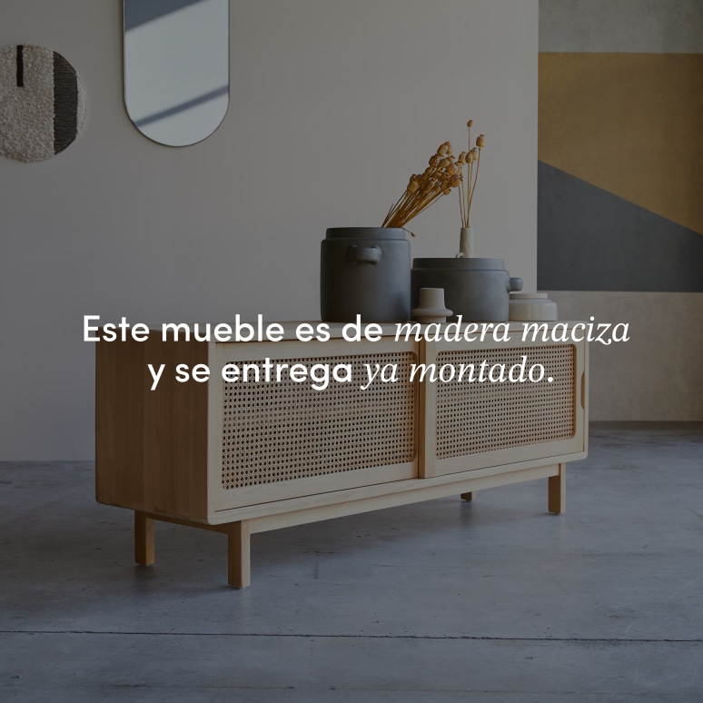Luis - Mueble para TV de olmo y caña de 140 cm