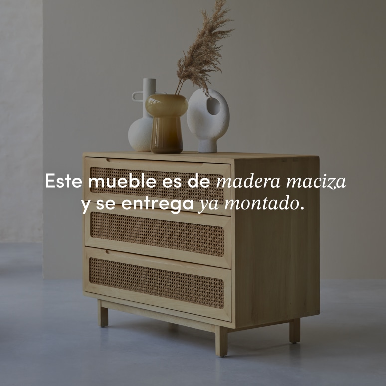 Luis - Cómoda de olmo macizo y rejilla