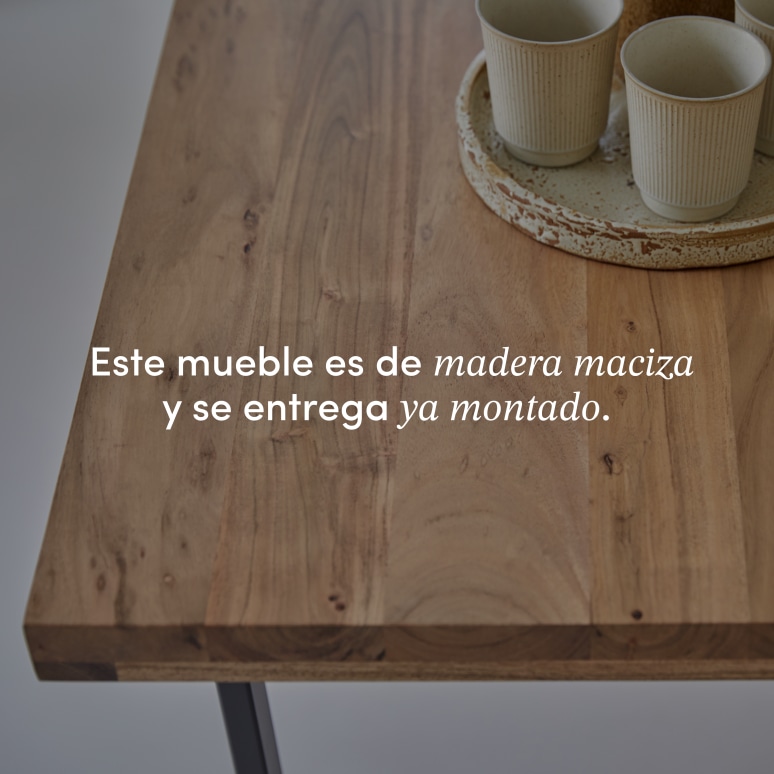 Temis - Mesa de acacia maciza y metal para 6/8 personas