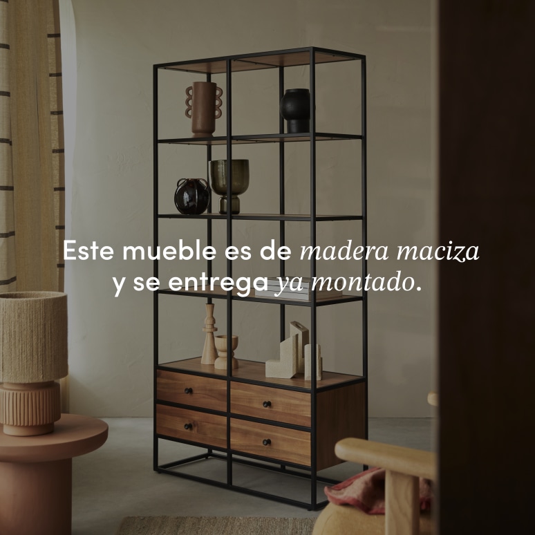 Agra - Biblioteca de acacia maciza y metal