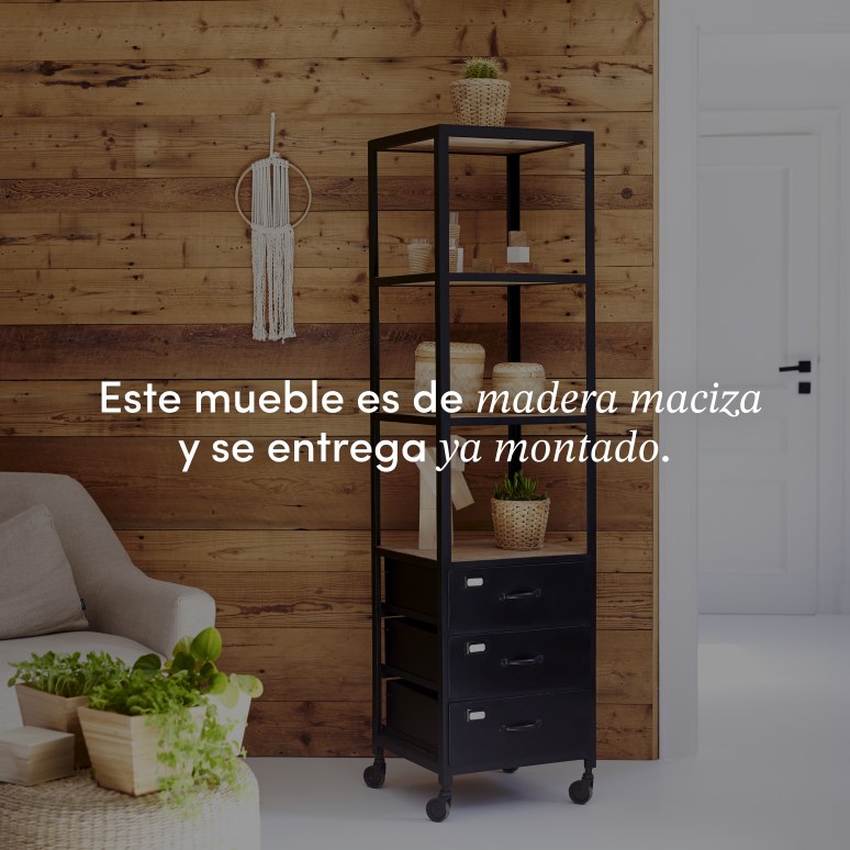 Industriel - Columna de madera oscura de mango y metal