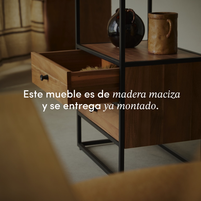 Agra - Columna de acacia maciza y metal