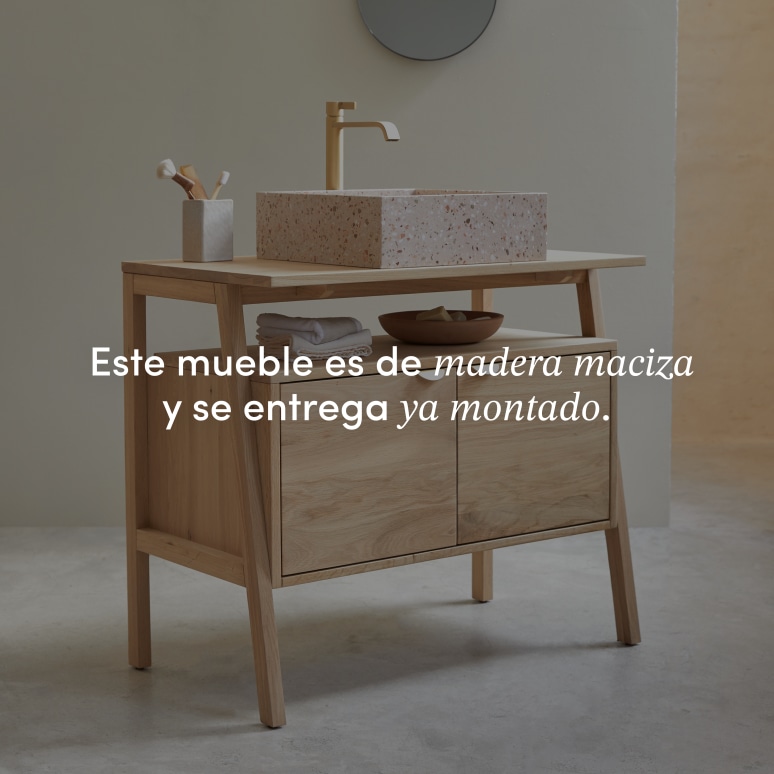 Pola - Mueble para lavabo de roble macizo de 90 cm